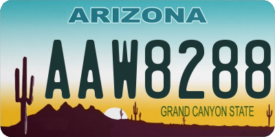 AZ license plate AAW8288