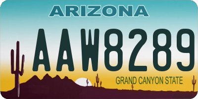 AZ license plate AAW8289