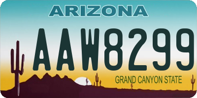 AZ license plate AAW8299