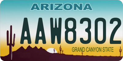 AZ license plate AAW8302