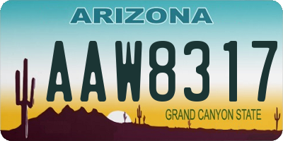 AZ license plate AAW8317
