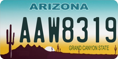 AZ license plate AAW8319
