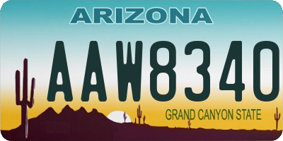 AZ license plate AAW8340