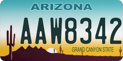 AZ license plate AAW8342