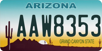 AZ license plate AAW8353