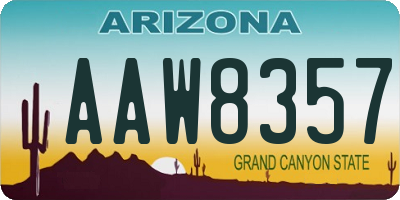 AZ license plate AAW8357