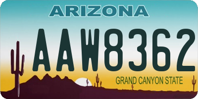 AZ license plate AAW8362