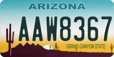 AZ license plate AAW8367