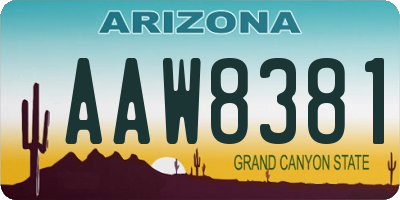 AZ license plate AAW8381