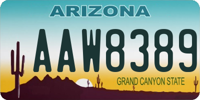 AZ license plate AAW8389