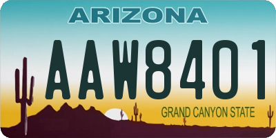 AZ license plate AAW8401