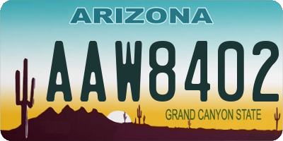 AZ license plate AAW8402