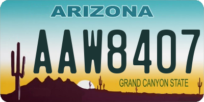 AZ license plate AAW8407