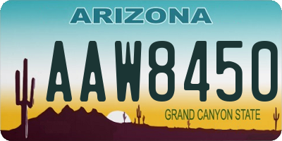 AZ license plate AAW8450
