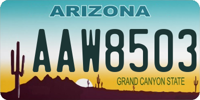 AZ license plate AAW8503