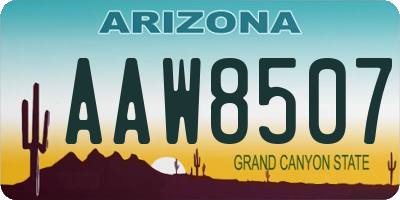 AZ license plate AAW8507