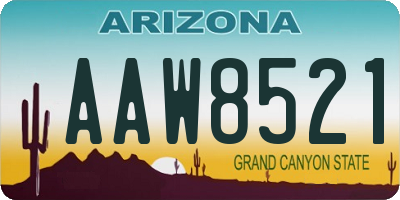 AZ license plate AAW8521