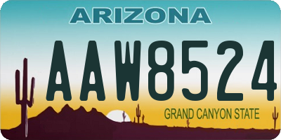 AZ license plate AAW8524