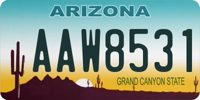 AZ license plate AAW8531