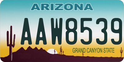AZ license plate AAW8539