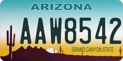AZ license plate AAW8542