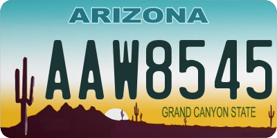AZ license plate AAW8545