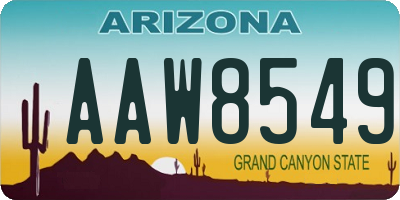 AZ license plate AAW8549