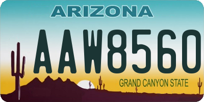 AZ license plate AAW8560