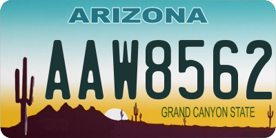 AZ license plate AAW8562