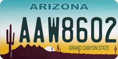 AZ license plate AAW8602