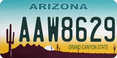 AZ license plate AAW8629