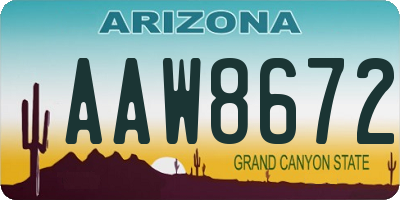AZ license plate AAW8672