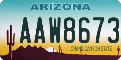 AZ license plate AAW8673