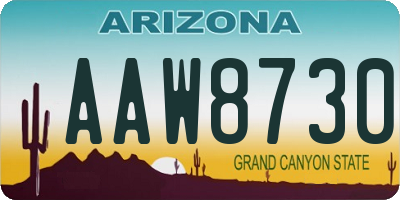 AZ license plate AAW8730