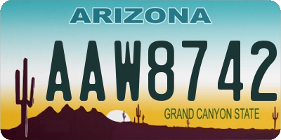AZ license plate AAW8742