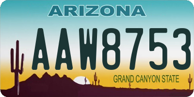 AZ license plate AAW8753