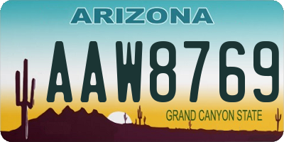 AZ license plate AAW8769