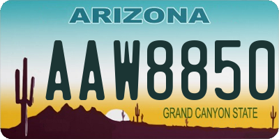 AZ license plate AAW8850