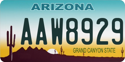 AZ license plate AAW8929
