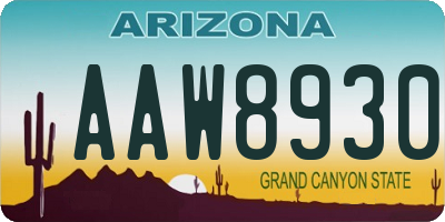 AZ license plate AAW8930