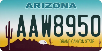 AZ license plate AAW8950