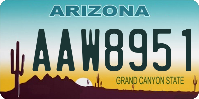AZ license plate AAW8951