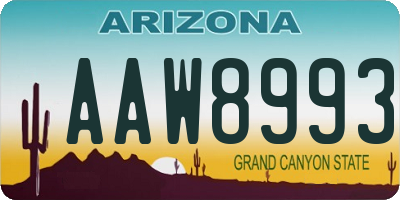 AZ license plate AAW8993