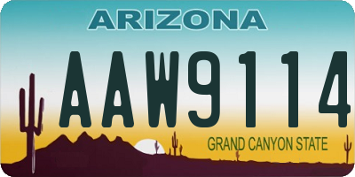 AZ license plate AAW9114