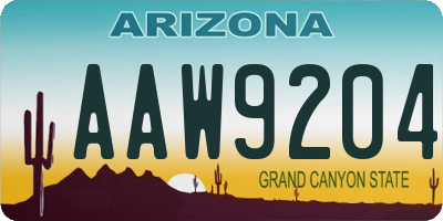 AZ license plate AAW9204