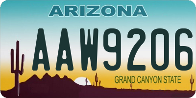 AZ license plate AAW9206