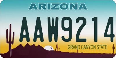 AZ license plate AAW9214