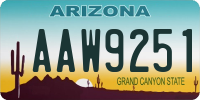 AZ license plate AAW9251