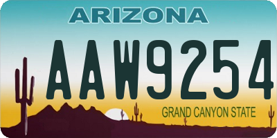 AZ license plate AAW9254