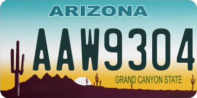 AZ license plate AAW9304